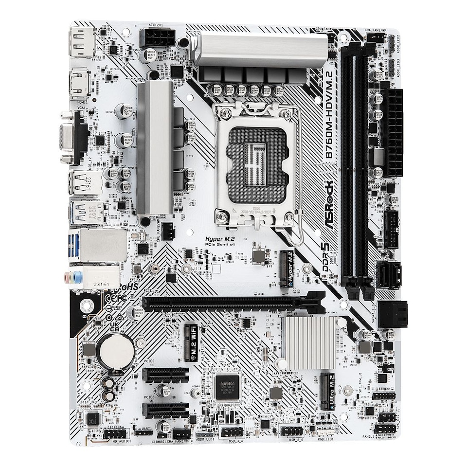 image 1 of Asrock B760M-HDV M.2 DDR5 Micro-ATX LGA 1700 Motherboard White - B760M-HDV M.2