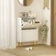 image 2 of HOMCOM Slim Shoe Storage Cabinet with 2 Flip Drawers for Hallway White | Gold | 60W x 24D x 91.5H cm