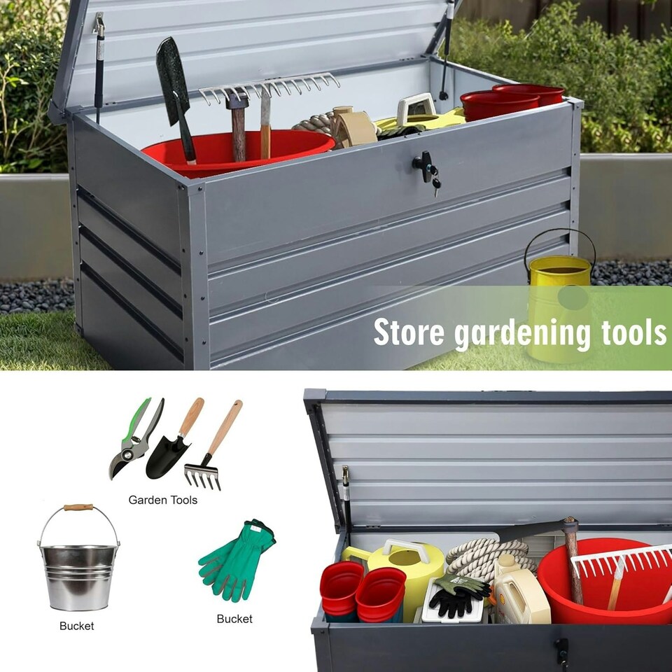 image 1 of Alivio Outdoor Metal and UV Protection Waterproof Storage Box for Garden Patio Grey