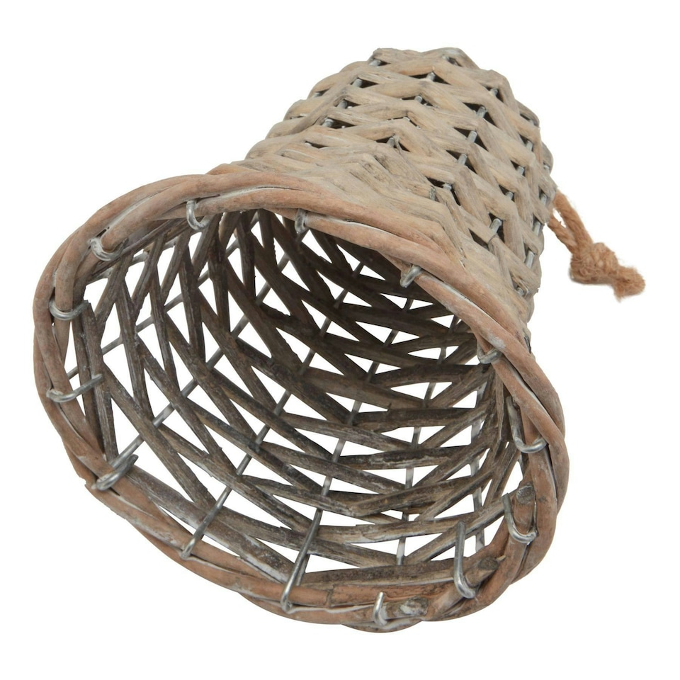image 1 of Hill Interiors The Noel Collection Wicker Bell Christmas Decoration - Brown - 12cm x 7cm x 7cm