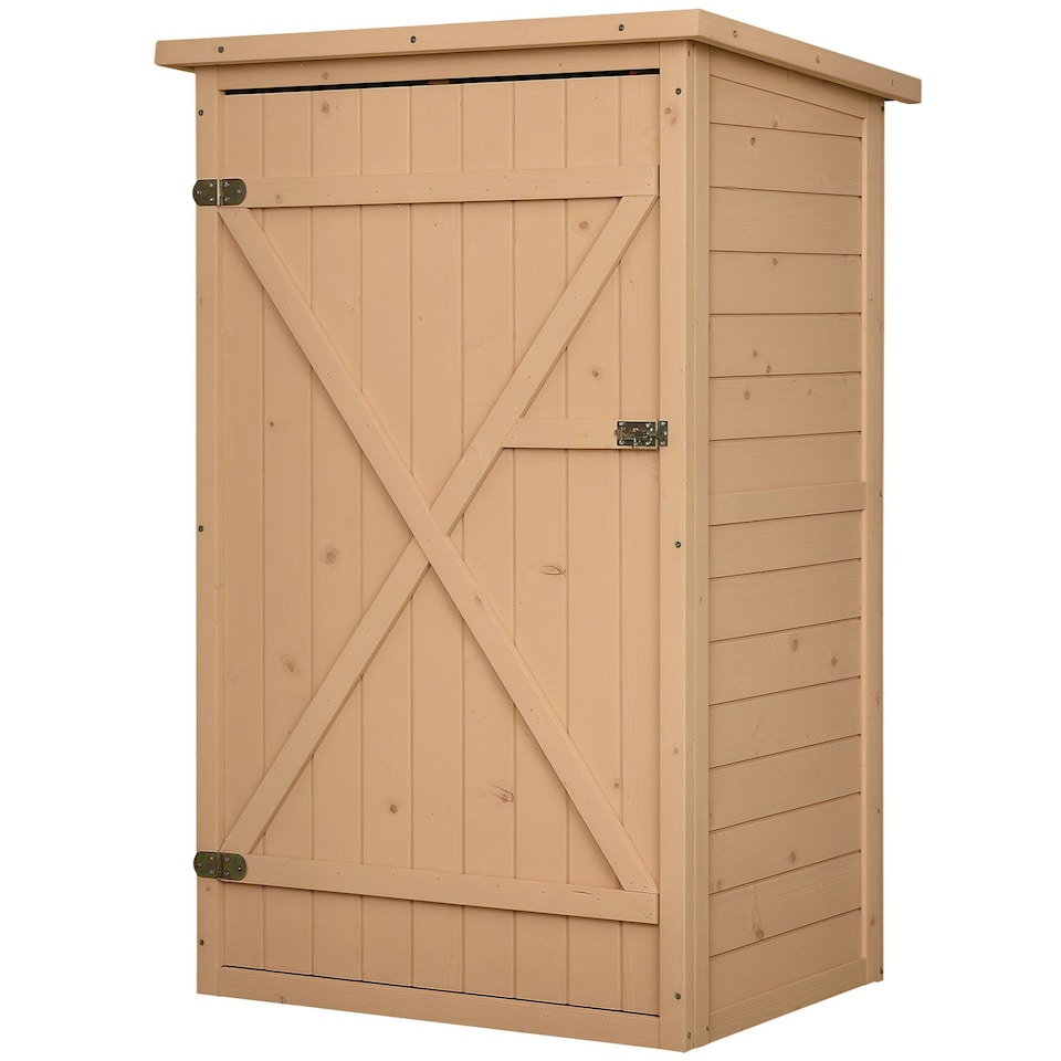 image 1 of Outsunny Garden Shed Outdoor Tool Storage w/ 2 Shelve 75 x 56 x115cm Natural