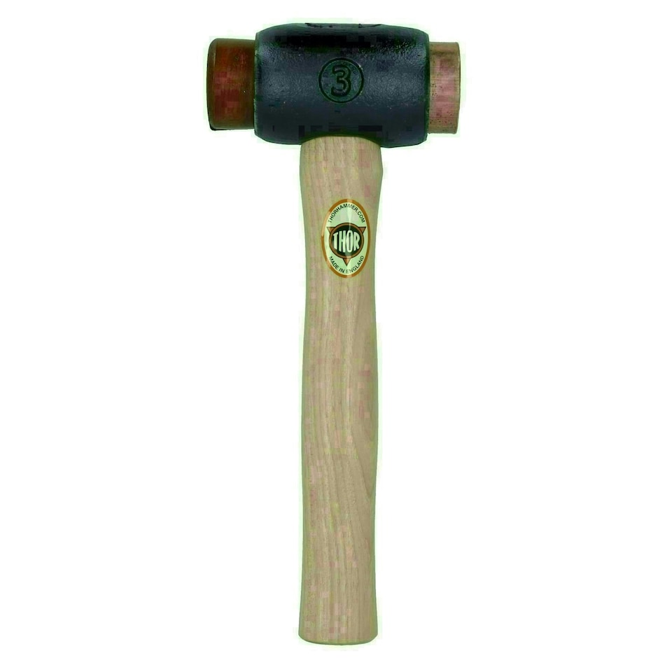 image 1 of Thor No 3 Copper and Rawhide / Hide Faced Hammer / Mallet Dead Blow 3lb TE398