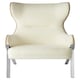 image 3 of Luxe White Fabric Chair For Living Room,Wing-Back Accent Chair,Velvet Armchair With Quilted Beige Backrest White