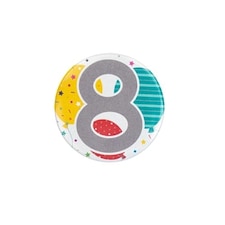 Age 8 Grey Small Badge 6cm