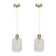 image 1 of First Choice Lighting Set of 2 Batley Clear Ribbed Glass with Satin Brass Pendant Fittings Bronze | Clear