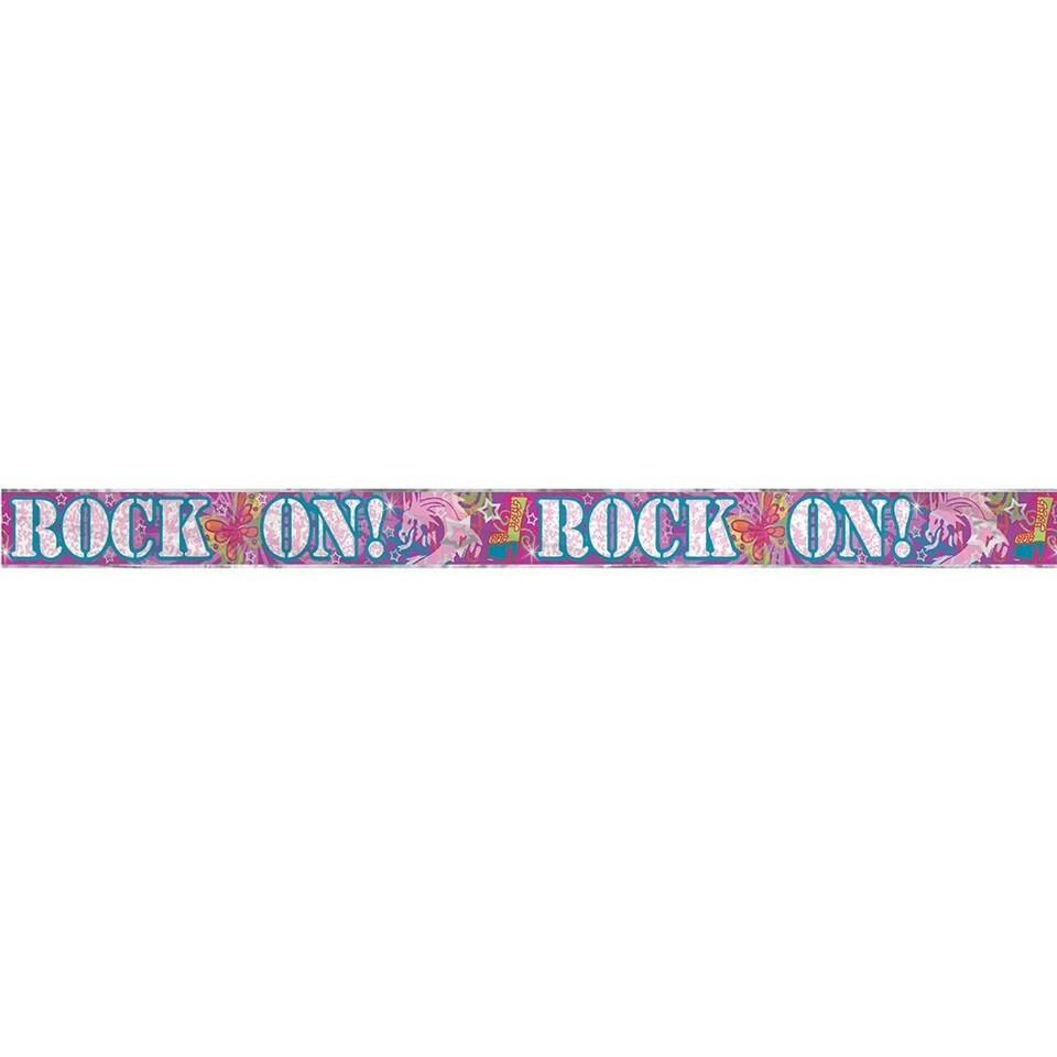 image 1 of Unique Party Rock On Foil Banner - Multicoloured - One Size