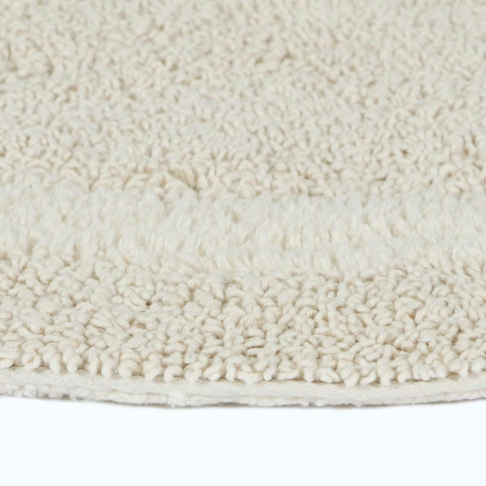 image 1 of Homescapes Luxury Reversible Round Bath Mat - Natural Cream Cream