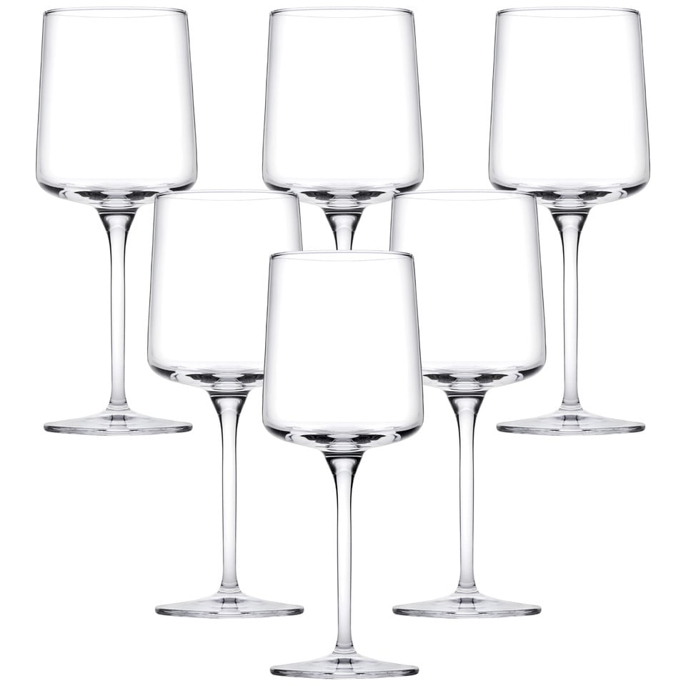 image 1 of Wine Glasses Clear Glass Goblets Stemware Barware | Clear | 6x 340ml