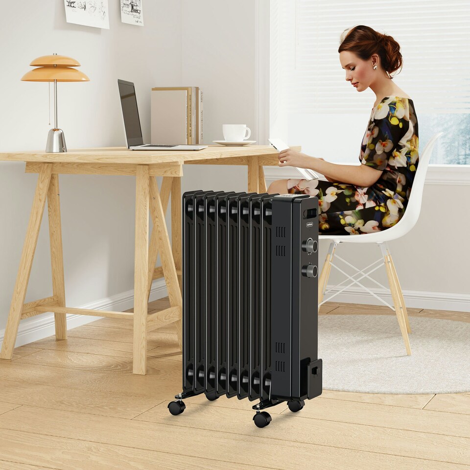 image 1 of VonHaus Oil Filled Radiator 9 Fin Portable Electric Heater