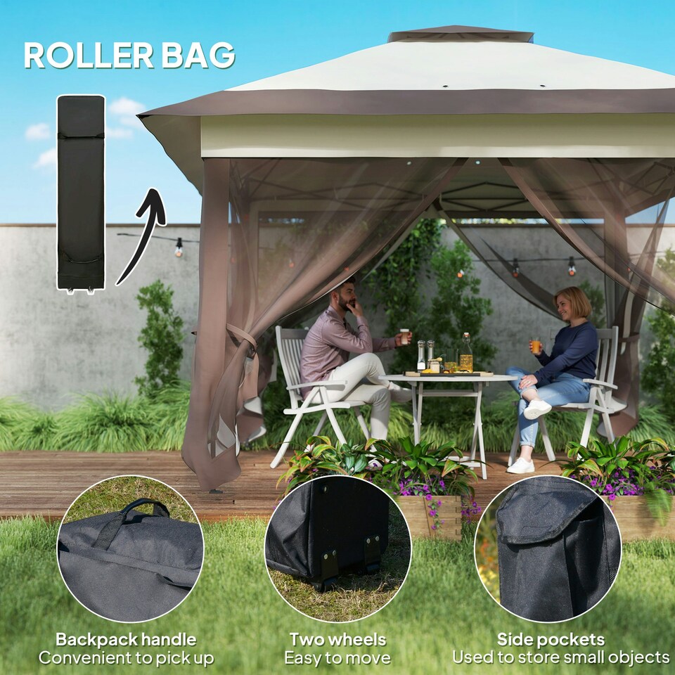 image 1 of Outsunny 3.6 x 3.6m Pop-up Tent Gazebo Instant Canopy Steel w/ Bag