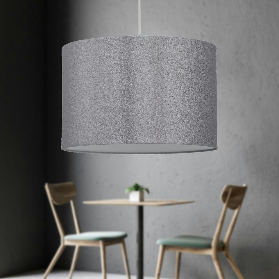 image 1 of Silvery Grey Glitter 30cm Pendant Lightshade Grey
