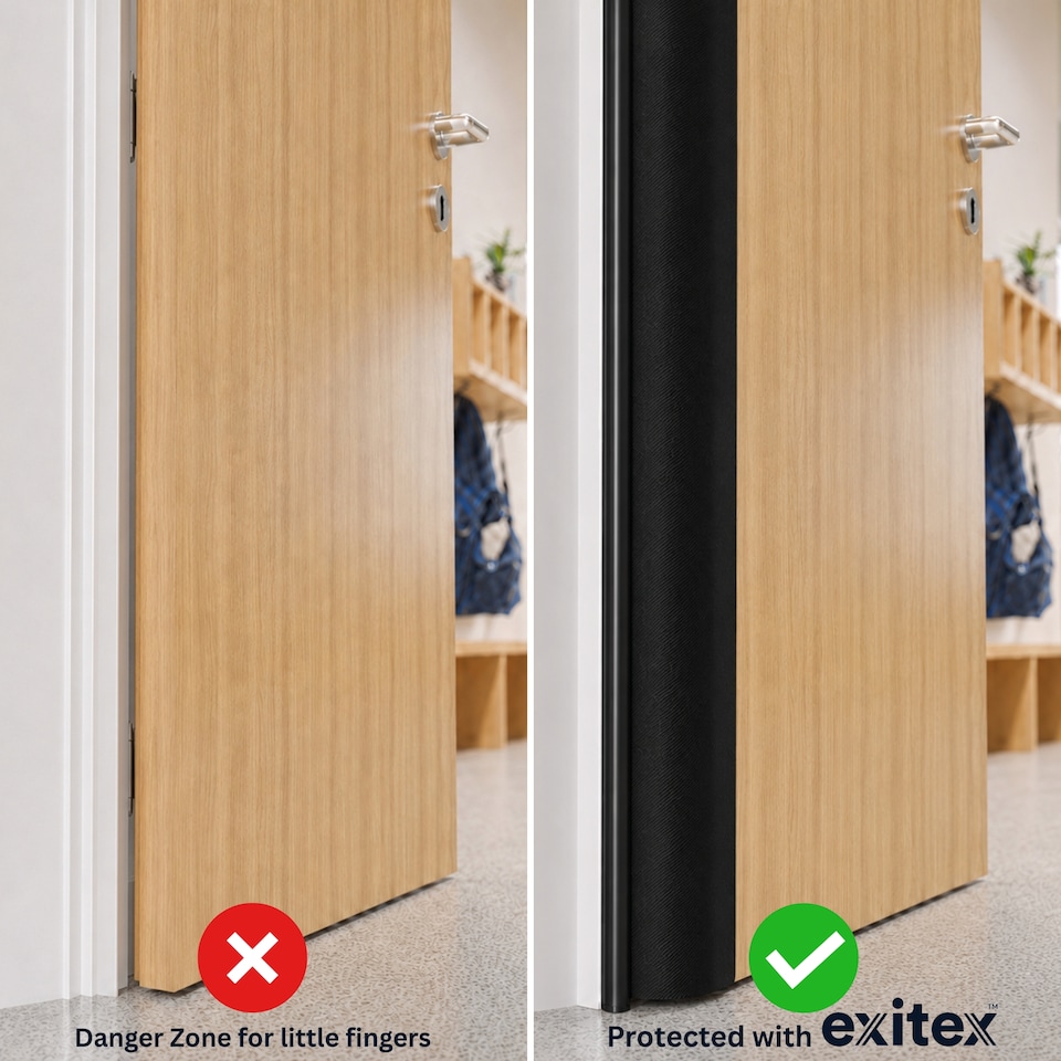 image 1 of Exitex Roller Finger Protector 1925mm, Door Hinge Safety Guard, Professional Protection | Black