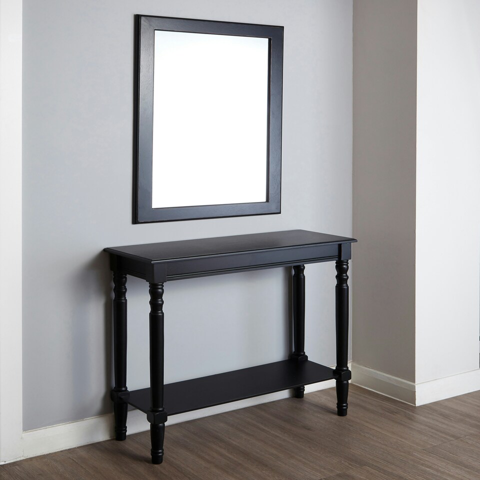 image 1 of Interiors by Premier Large Wall Mirror, Grain Pattern Black Frame Mirror for Home, Office, Closet Black