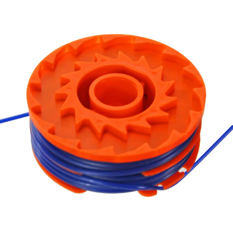 image 1 of SPARES2GO Dual Strimmer Line Spool + Cover Cap Kit compatible with McGregor 350w MET3525 Trimmer