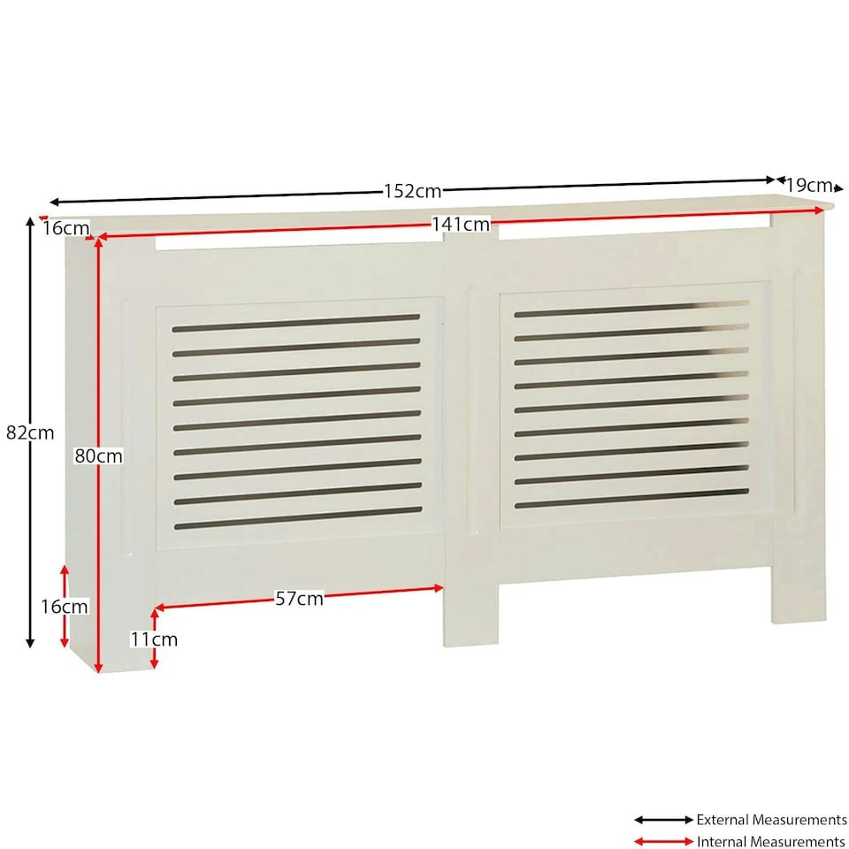 image 1 of Vida Designs Milton Radiator Cover Painted MDF Slatted Cabinet, White, 152cm