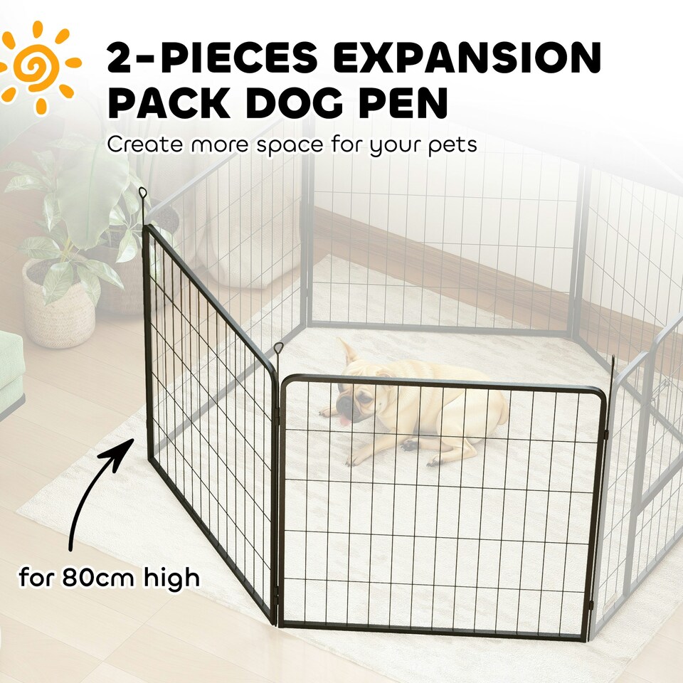 image 1 of PawHut 2 Piece Dog Pen Expansion Pack for 80cm High Pet Playpen for S M Dogs