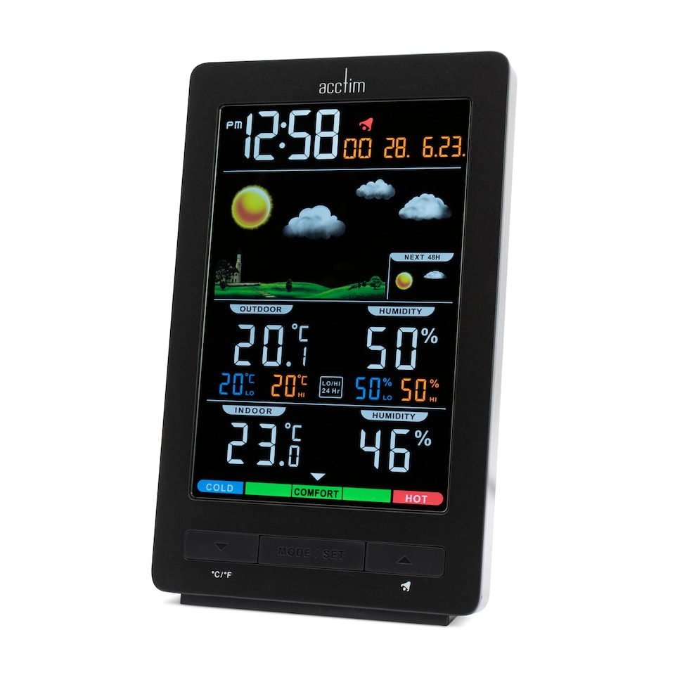 image 1 of Acctim Ermir 6 in 1 Barometric Weather Station with Outdoor Sensor Temperature Humidity VA Display Graphite Grey