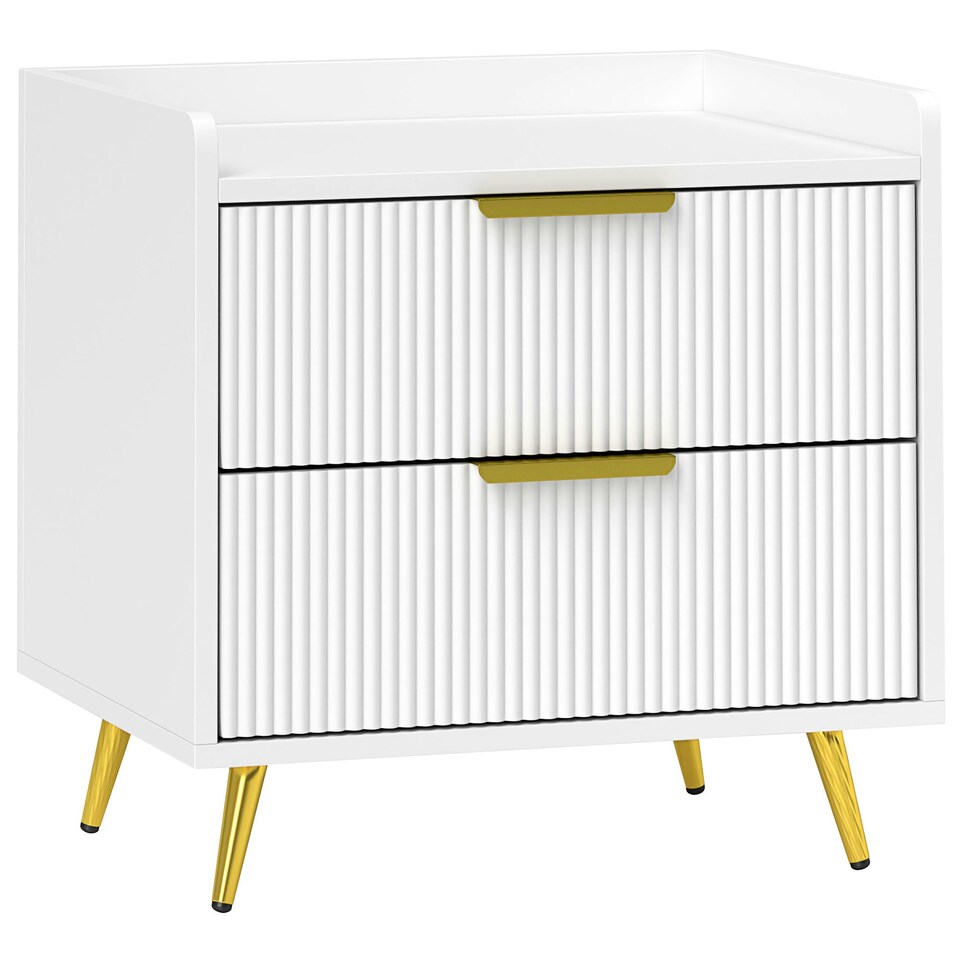 image 1 of HOMCOM Bedside Table with 2 Drawers for Bedroom, Living Room, White