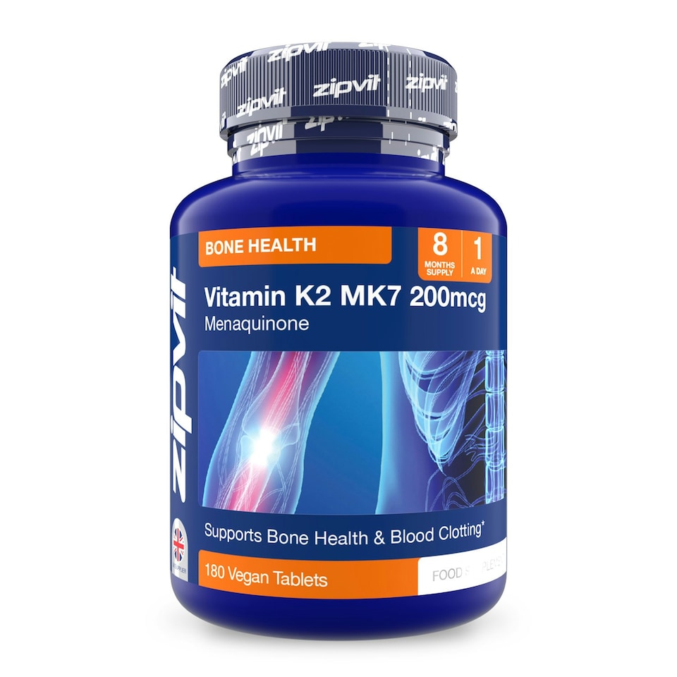 image 1 of Vitamin K2 MK-7 200mcg, 180 Vegan Tablets, 6-Month Supply, High Strength, Supports Heart & Bone Health