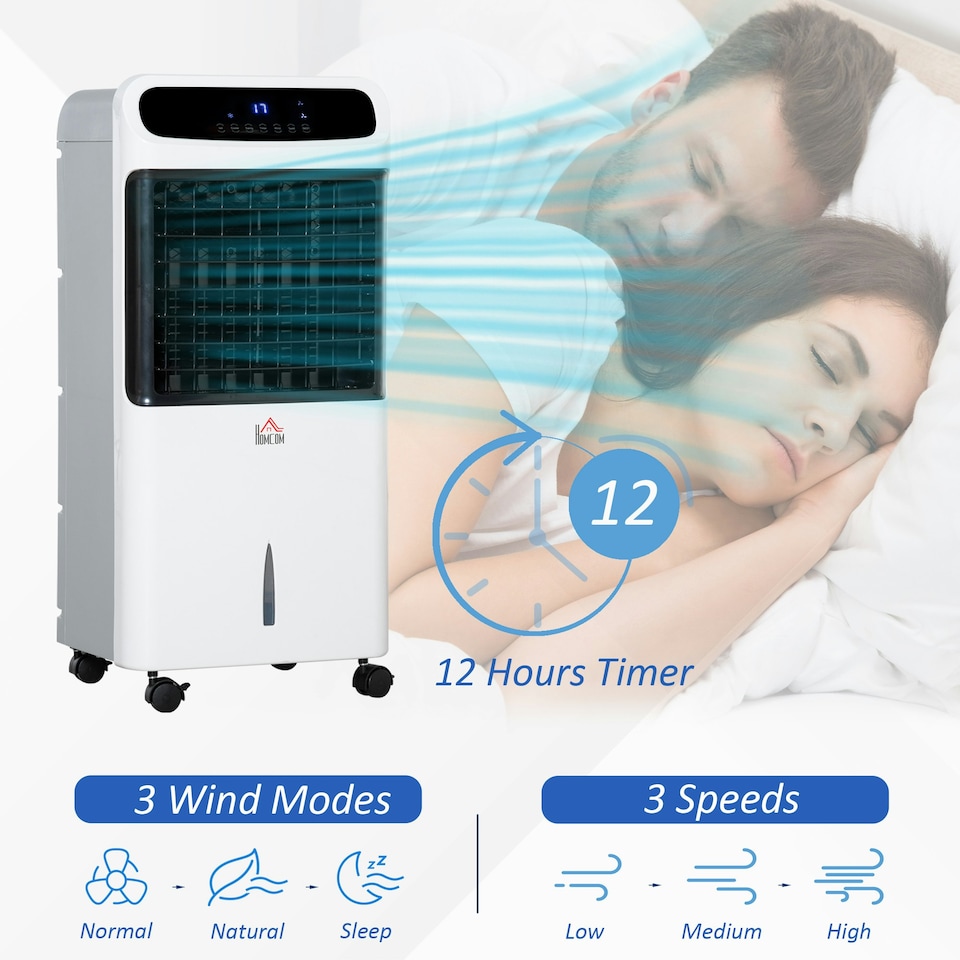 image 1 of HOMCOM Mobile Air Cooler, Evaporative Ice Cooling Fan Humidifier Unit