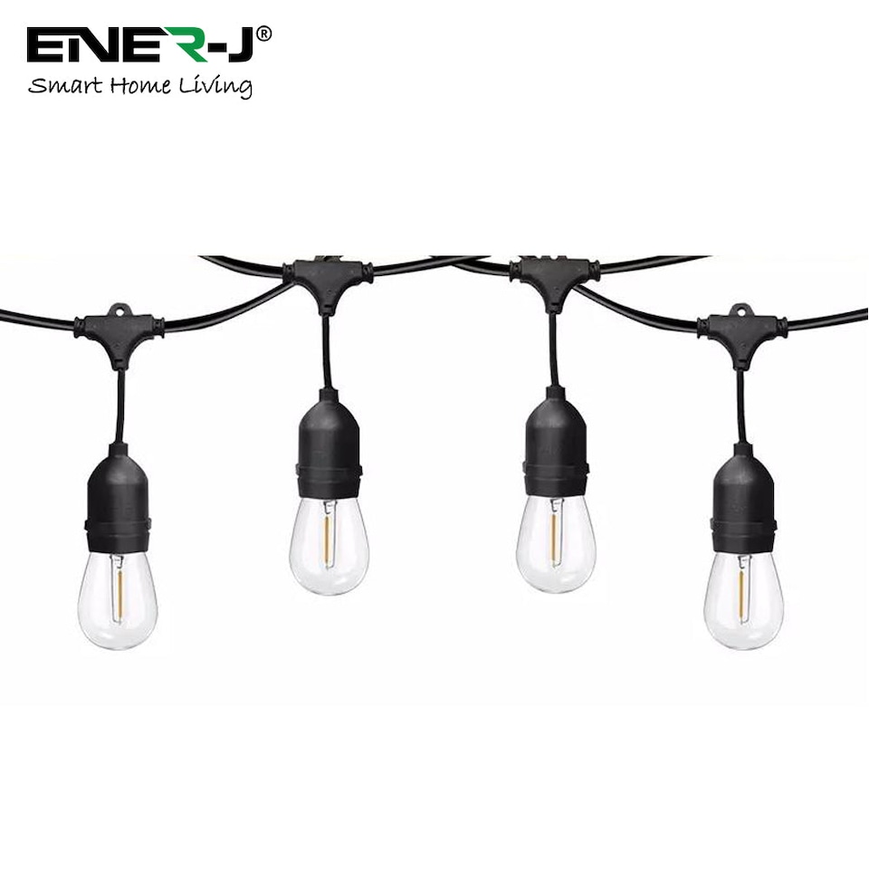 image 1 of ENER J LED Festoon String Lights 30m Outdoor Garden 30 Bulbs IP65 Waterproof Warm White