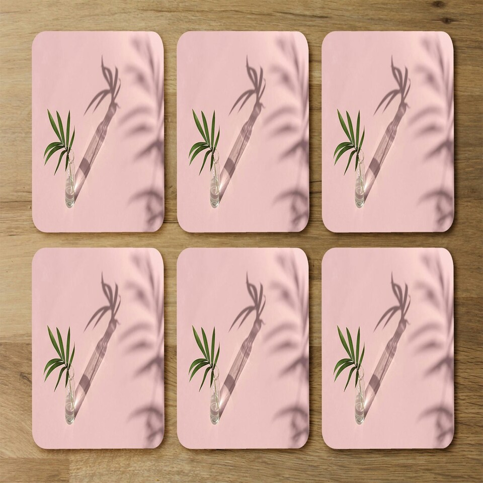 image 1 of Botanical leaf on pink (Coaster)