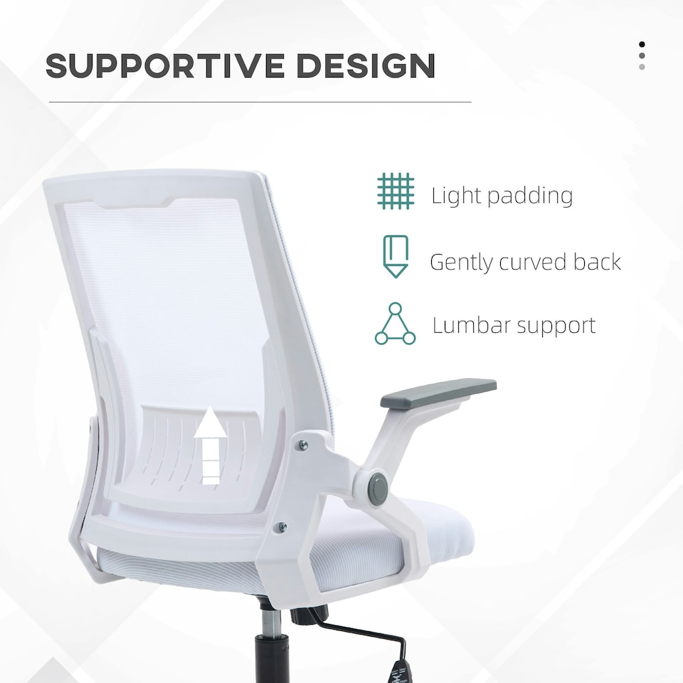 image 1 of Vinsetto Mesh Office Chair for Home with Lumbar Support, Flip-up Arm White