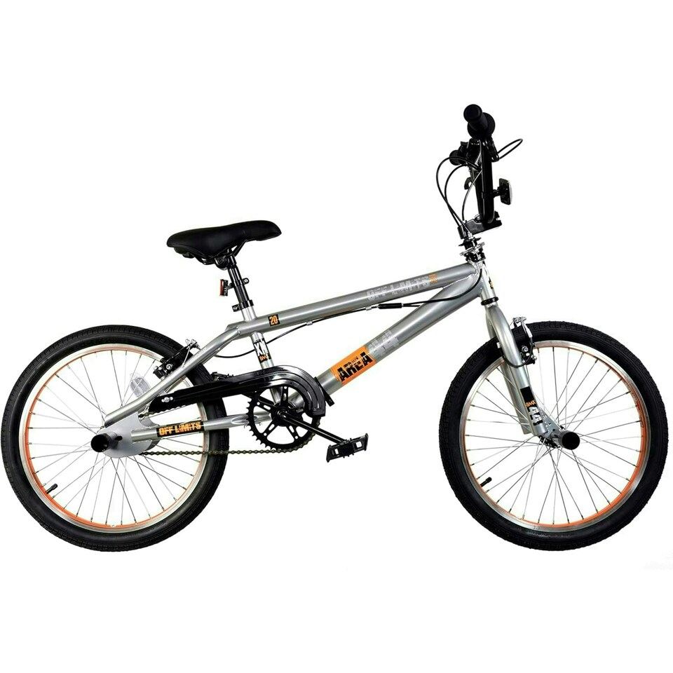 image 1 of XN Area 44 20" Freestyle BMX Bike w/ 360 Gyro - Metallic Grey/Orange