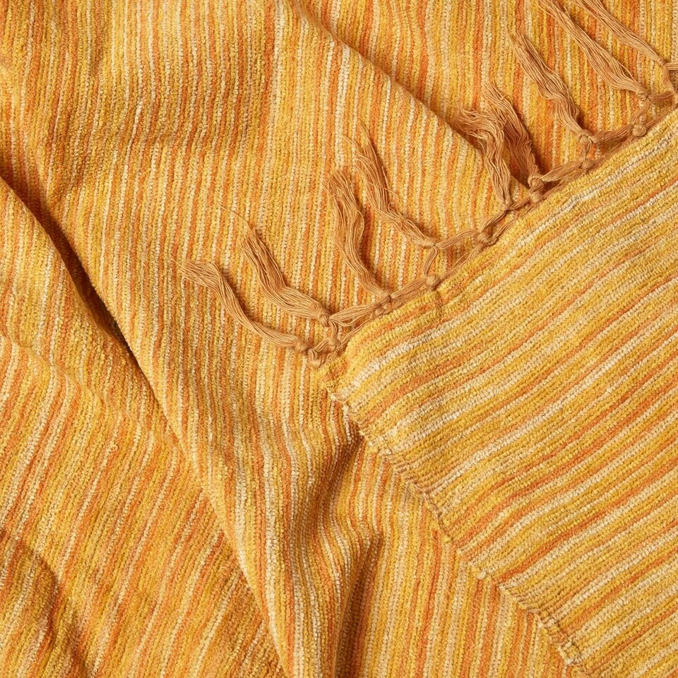 image 1 of Homescapes Bed Sofa Throw Cotton Chenille Tie Dye Rust - 150 x 200 cm | Orange | 1