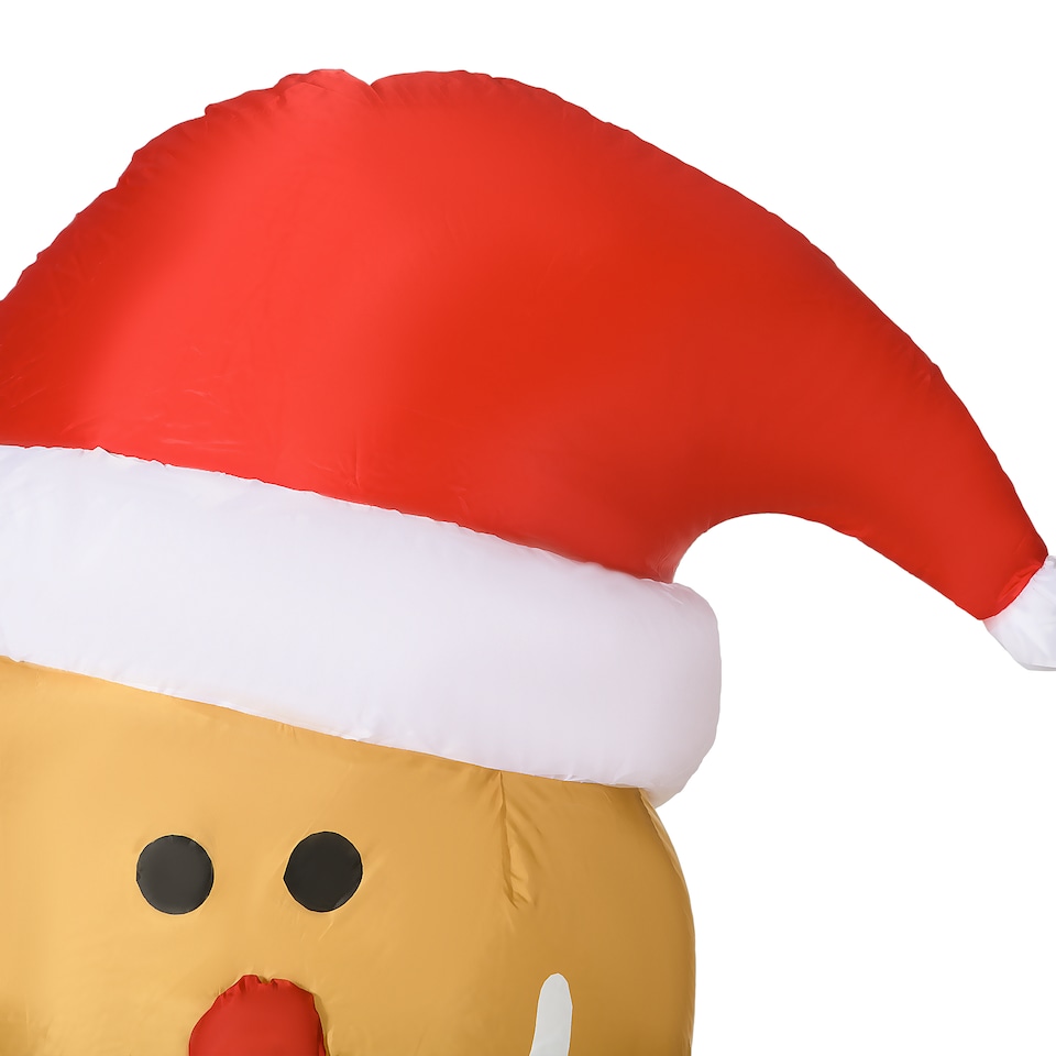 image 1 of HOMCOM 6ft Christmas Inflatable Gingerbread Man & Santa Hat Safe Outdoor Decoration w Accessories