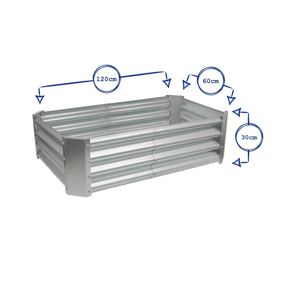 image 1 of Harbour Housewares Rectangle Galvanised Steel Raised Garden Bed - 120cm x 60cm - Ivory