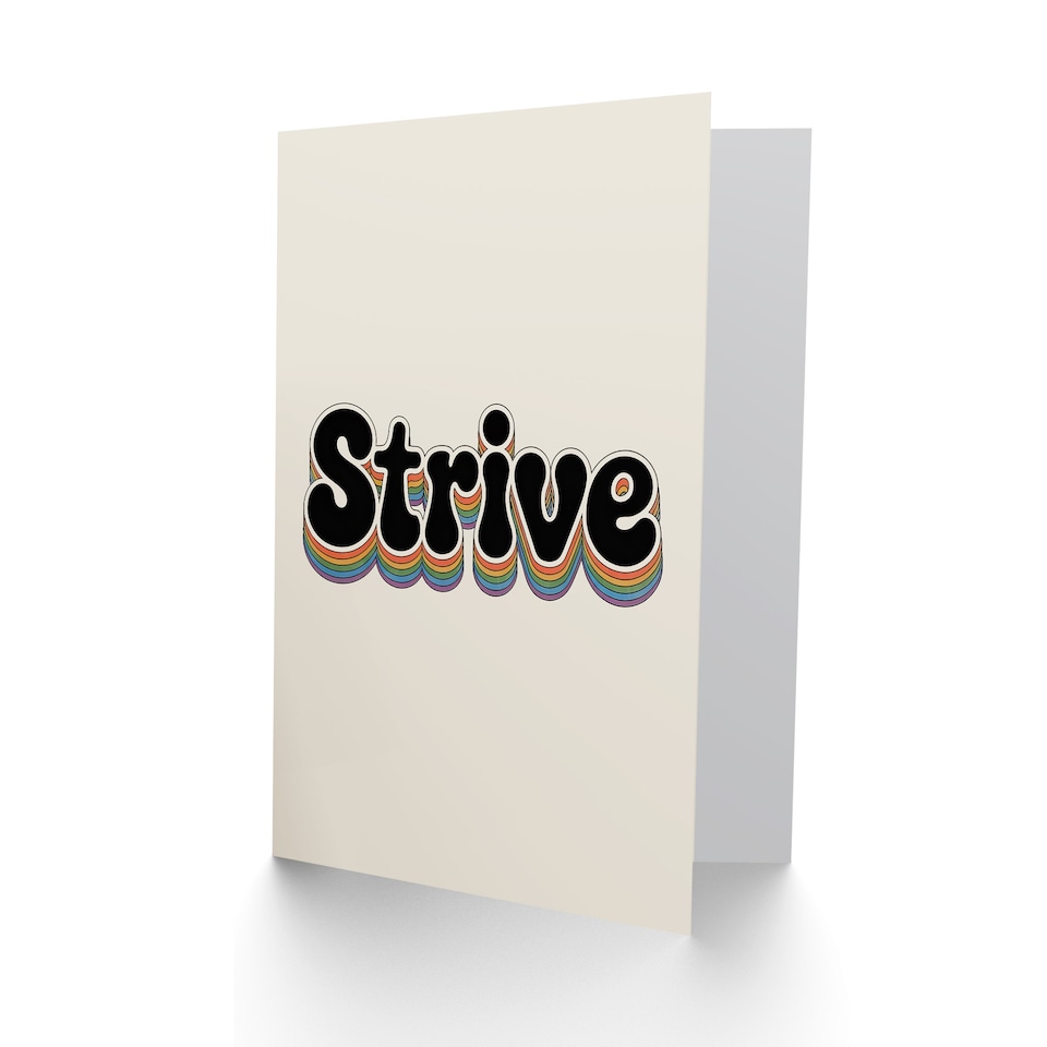 image 1 of Strive Colourful Retro Rainbow Font Typography Good Luck Greeting Card