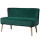 image 1 of HOMCOM Modern Velvet Double Seat Sofa w/ Wood Frame Foam Padding High Back Soft Comfortable Compact Couch Home Office Green
