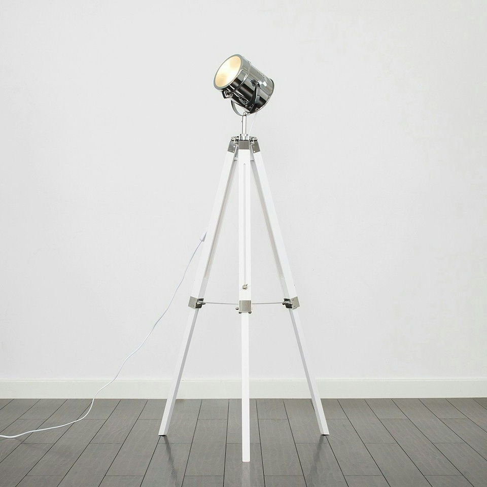 image 1 of ValueLights Starboard Painted White Floor Lamp and LED Bulb