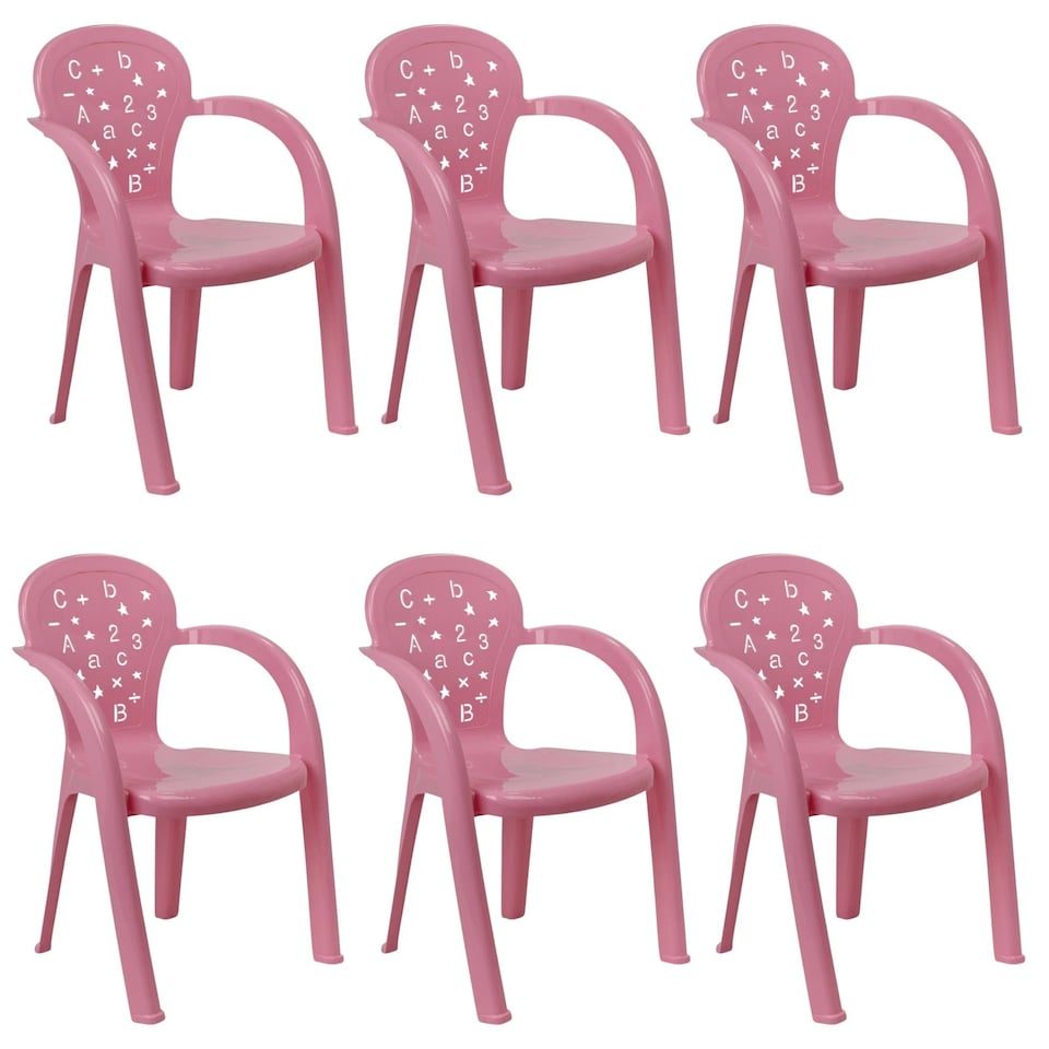 image 1 of Coloured Plastic Kids Chairs Stackable Nursery Indoor Outdoor Party Garden Play | Pink | 6 Pcs Pink | 6