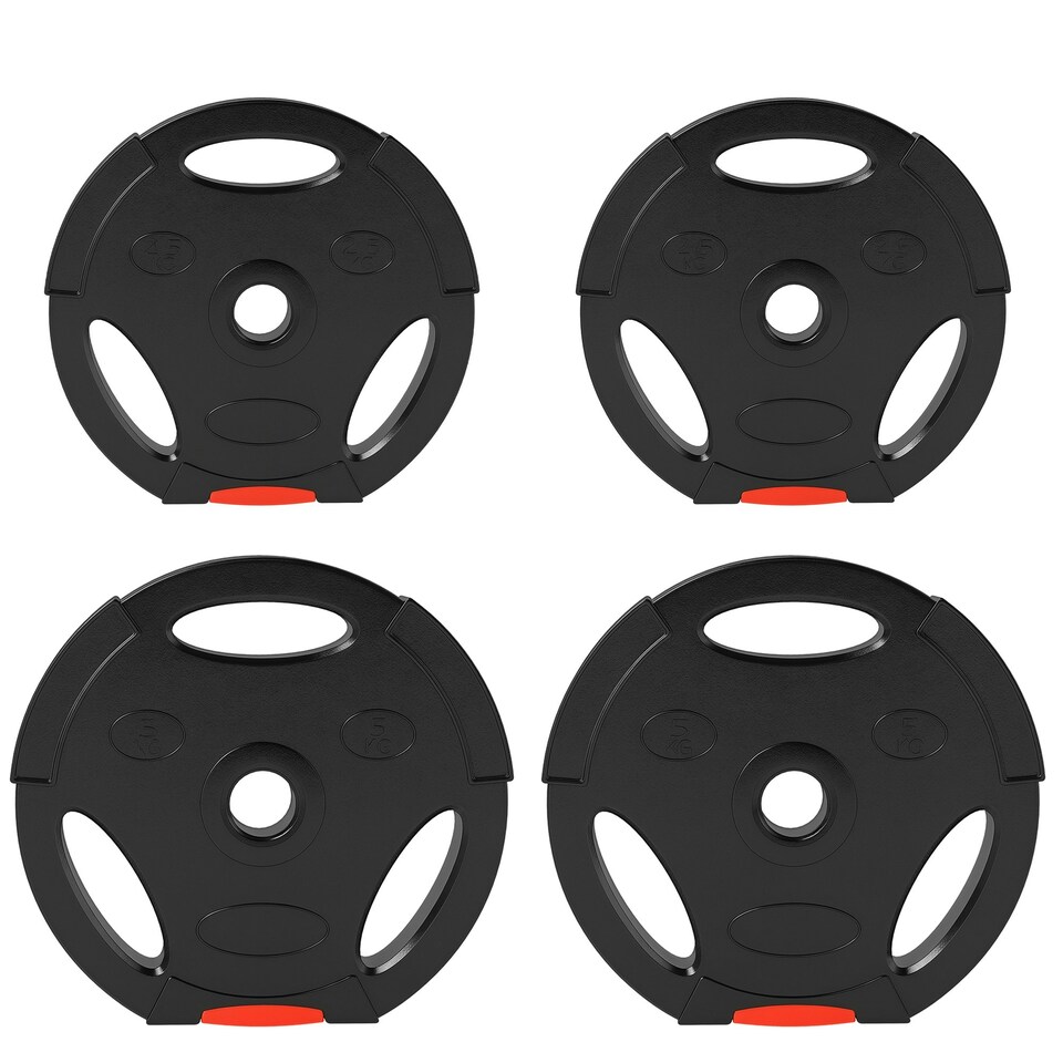 image 1 of SPORTNOW Olympic Weight Plates Set for Home Gym, 2 x 5kg, 2 x 2.5kg, Black