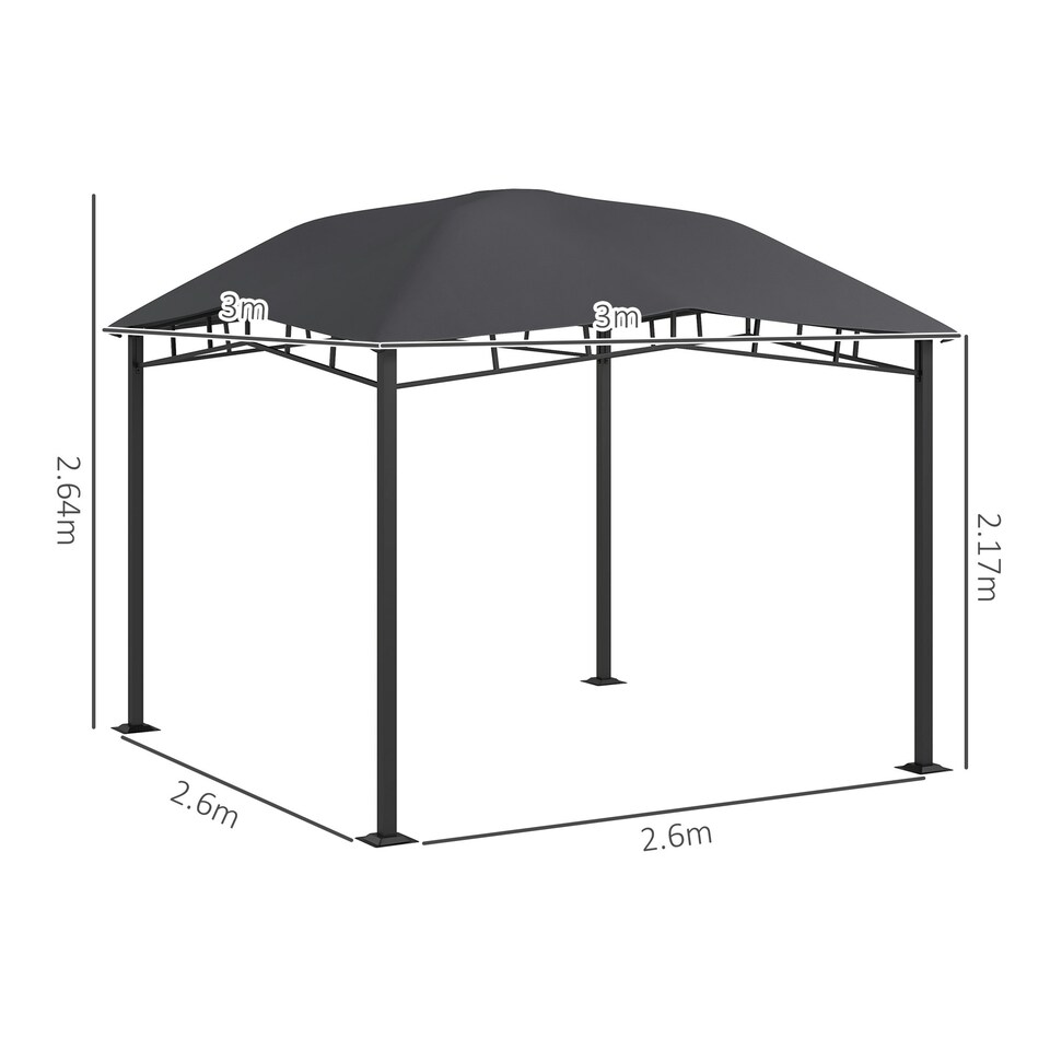 image 1 of Outsunny 3x3m Outdoor Patio Gazebo Canopy Tent, Steel Frame, Grey