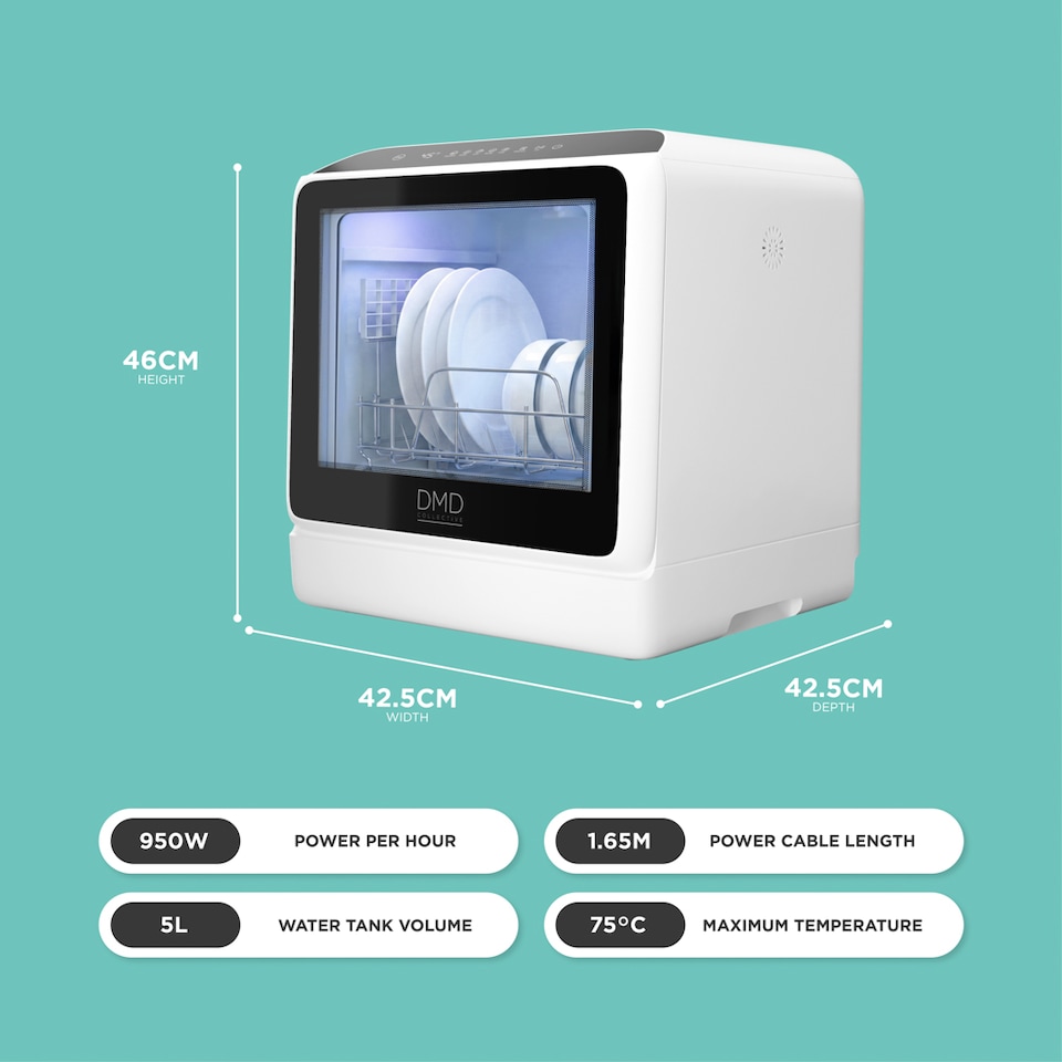 image 1 of Mini Countertop Dishwasher with 5L Tank & 6 Wash Programmes