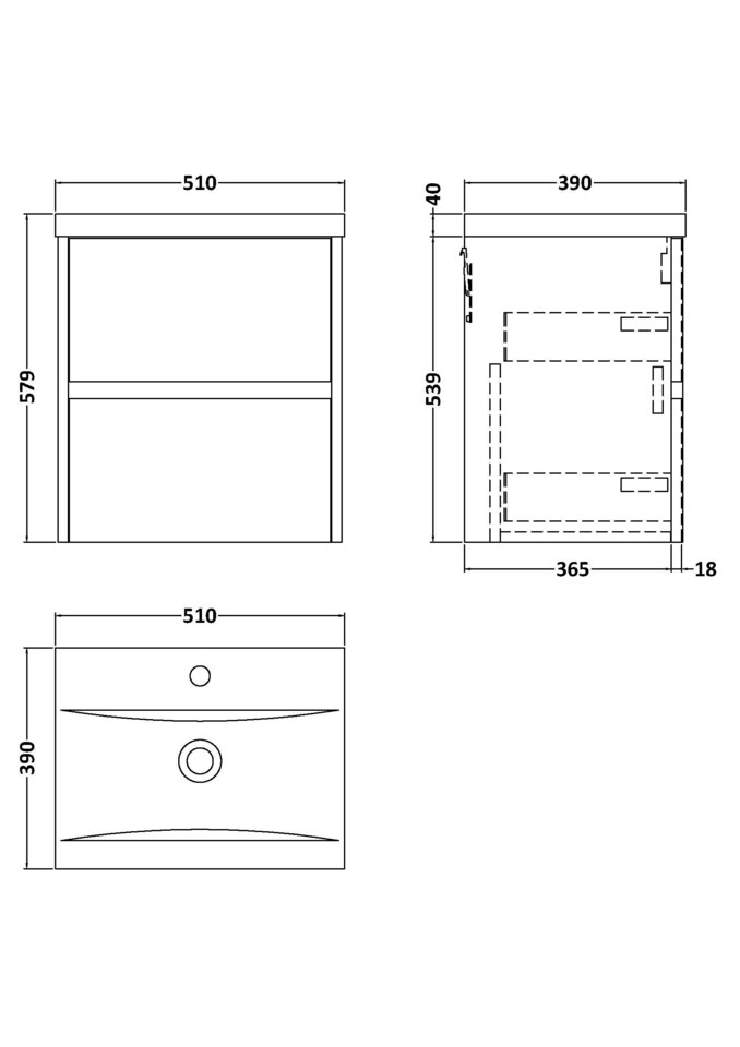 image 1 of Balterley Square Wall Hung 2 Drawer Vanity Unit & Ceramic Basin | Blue | Indigo Blue | 1