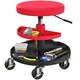 image 1 of HOMCOM Rolling Mechanic Stool, 135kg Capacity Workshop Stool, 360° Swivel Roller Padded Creeper Seat with Wheels, Tool Trays Storage for Garage, Shop, Auto Repair, Red
