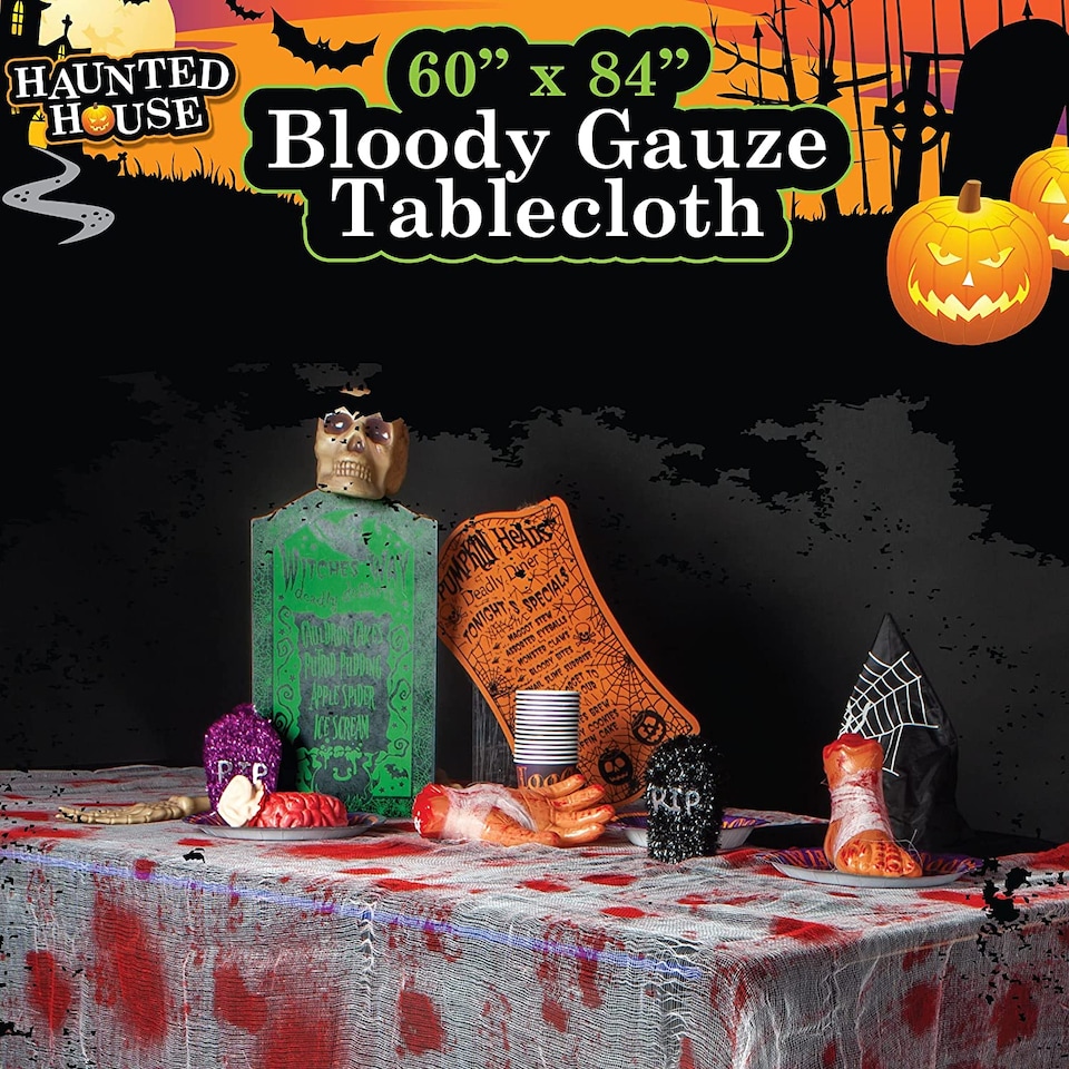 image 1 of PMS Halloween Bloody Gauze Tablecloth - 152 x 213 cm Terrifying Table Decoration