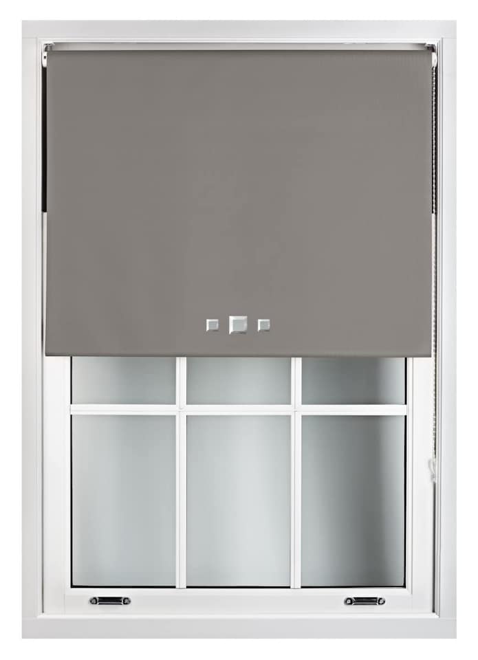 image 1 of FURNISHED Blackout Roller Blinds with Triple Square Eyelets Cut to Size Easy Fit Window Shade | Grey | Dark Grey | (W) 180cm x (L) 210cm