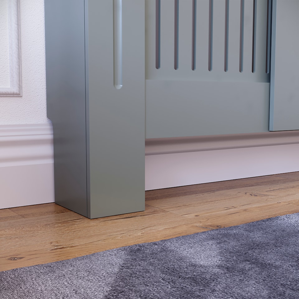 image 1 of Vida Designs Chelsea Radiator Cover Painted MDF Slatted Cabinet, Grey, 140-204cm