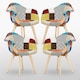 image 4 of Patchwork Halo Dining Set Includes a Black Dining Table & Set of 4 Fabric Chairs | Multi | Multicolor