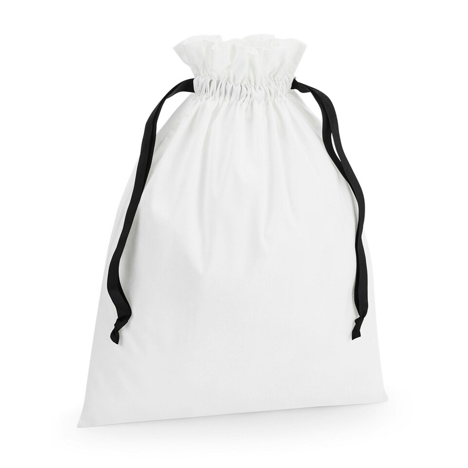 image 1 of Westford Mill Cotton Bag - Soft White/Black - 22cm x 15cm | White | One Size