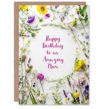 Mum Happy Simple Spring Meadow Wildflowers Floral Her Birthday Card