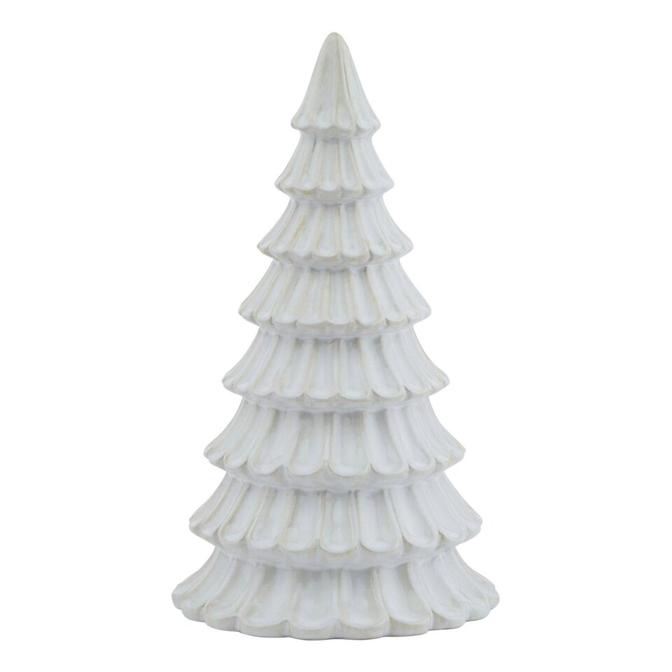 image 1 of Hill Interiors Ceramic Fir Tree Decoration - White - One Size