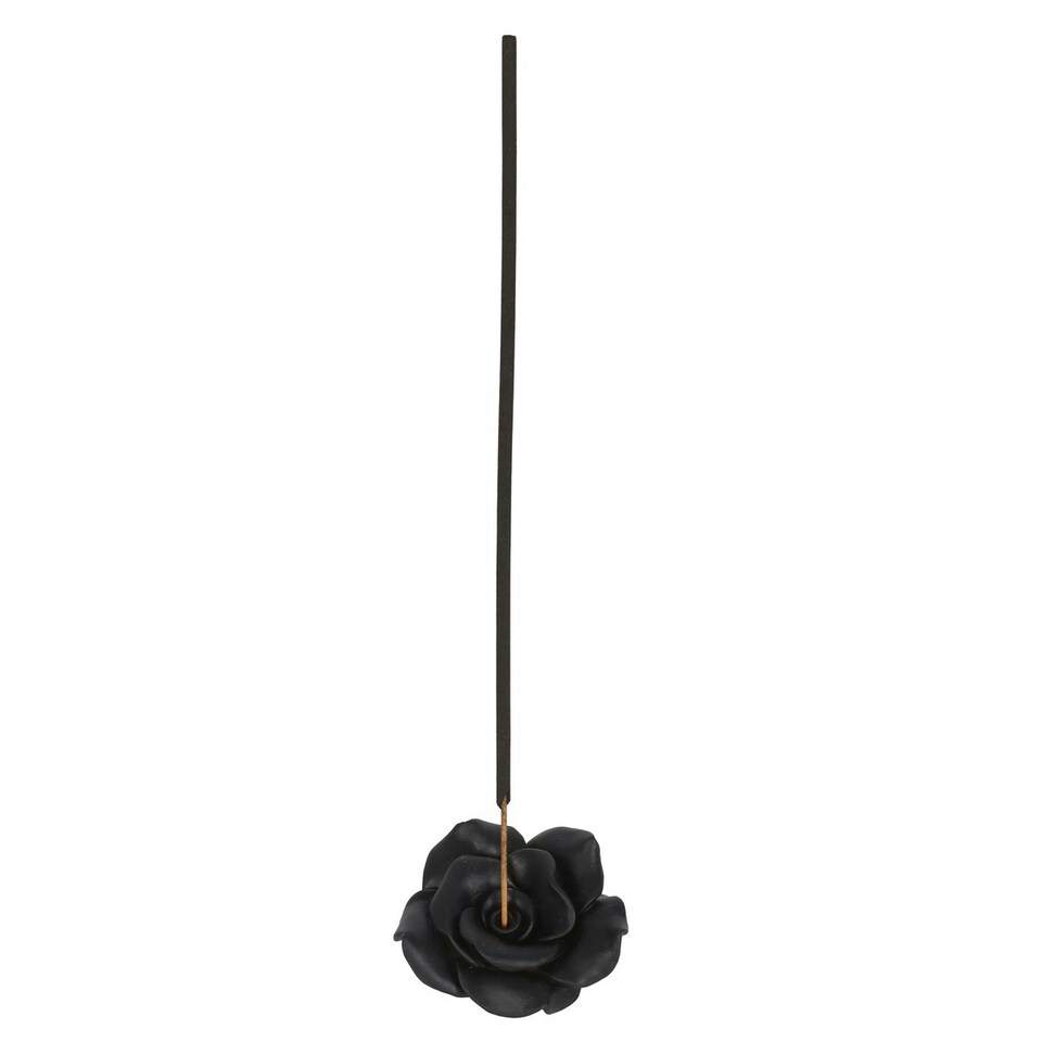 image 1 of Something Different Resin Rose Incense Stick Holder - Black - One Size