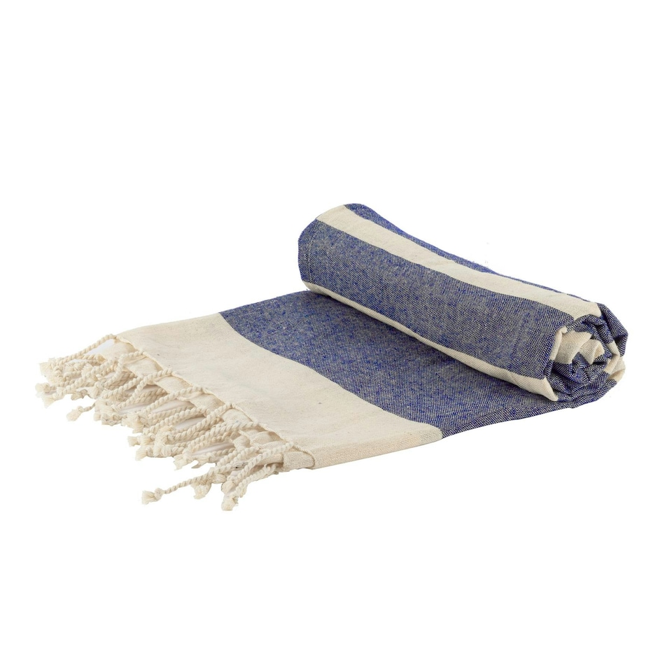 image 1 of Nicola Spring Turkish Soft Lightweight 100% Cotton Bath Towel - 170 x 90cm - Navy Stripe - Bath Towel Beach Towel Bath Sheet Beach Blanket Blue