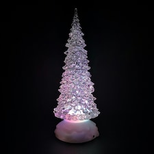 27cm Snowtime Christmas Water Spinner Colour Changing Glitter Christmas Tree Dual Powered